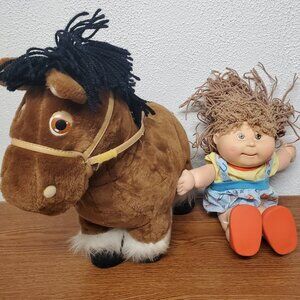 Plush Vintage Cabbage Patch Kids Pretty Crimp n Curl Doll 1991 and Horse 1984